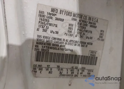 2001 Ford F-150 King Ranch Edition/Lariat/Xlt из США, поврежденный, VIN 1FTRW08L61KF36946